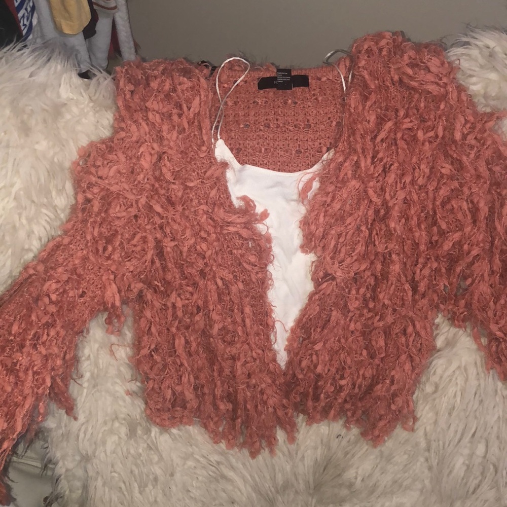 Pink Furry Cardigan